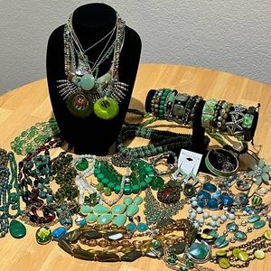 Huge Jewelry Lot- Mostly Greens, Mostly Wearable, Vintage to Modern